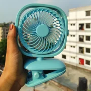 Gaiatop Portable Clip on Fan Battery Operated, Small Powerful 3 Speed Quiet 360° Rotate, USB Rechargeable Mini Personal Cooling Fan for Desk Table Home Office Stroller Camping Women Gifts Black Blue
