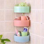 Bathroom Corner Shelf Organizer - Material: ABS+PVC | Colors: Green, Blue, Pink, White