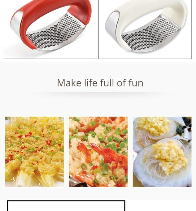 Upgraded Stainless Steel Garlic Press & Rocker – Manual Squeezer for Garlic, Ginger, and Herbs