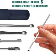 6 Piece ear Pick Set Portable ear Cleaner Set Leather Case With Stainless Steel