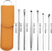 6 Piece ear Pick Set Portable ear Cleaner Set Leather Case With Stainless Steel