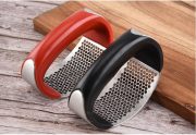 Upgraded Stainless Steel Garlic Press & Rocker – Manual Squeezer for Garlic, Ginger, and Herbs