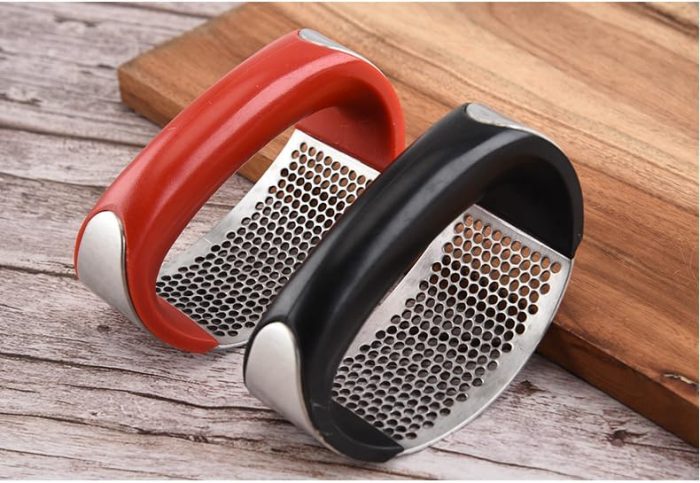 Upgraded Stainless Steel Garlic Press & Rocker – Manual Squeezer for Garlic, Ginger, and Herbs