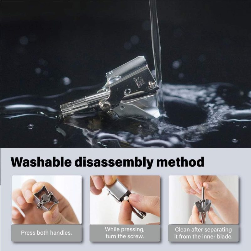 Nose Hair Trimmer for Men Birdie, Manual, Battery-Free, Waterproof, Painless with Twelve Dual-Edged Blades, Patented Mechanism [Made in Korea]