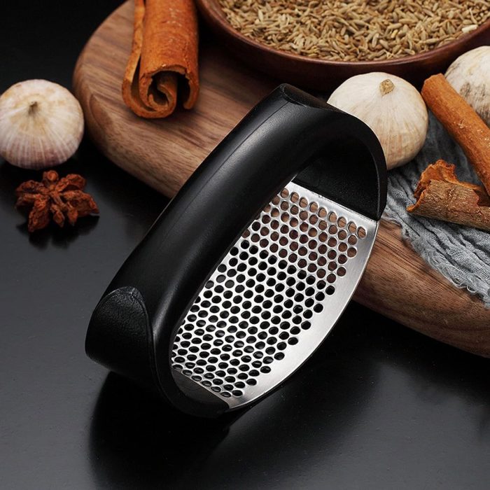 Upgraded Stainless Steel Garlic Press & Rocker – Manual Squeezer for Garlic, Ginger, and Herbs