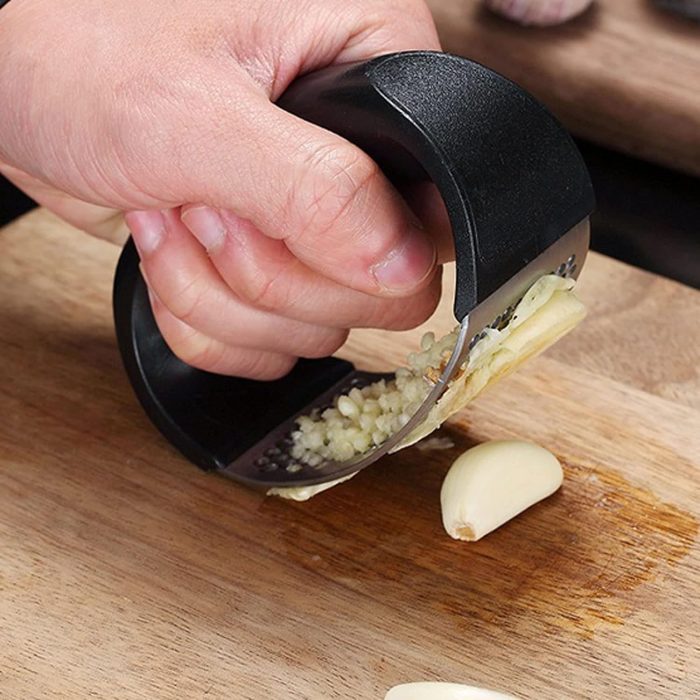 Upgraded Stainless Steel Garlic Press & Rocker – Manual Squeezer for Garlic, Ginger, and Herbs
