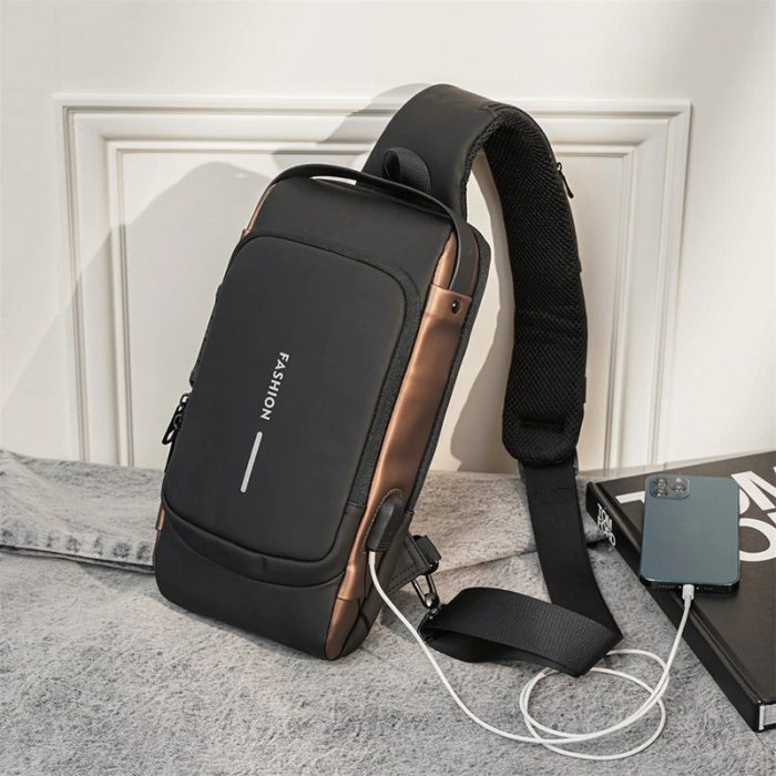 Men's Multi-function Anti-theft USB Shoulder Bag Crossbody Bag Travel Sling Bag Pack Messenger Pack Chest Bag