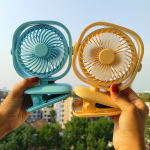 Gaiatop Portable Clip on Fan Battery Operated, Small Powerful 3 Speed Quiet 360° Rotate, USB Rechargeable Mini Personal Cooling Fan for Desk Table Home Office Stroller Camping Women Gifts Black Blue