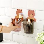 Teddy Bear Wall Mounted Toothbrush Holder-2pcs