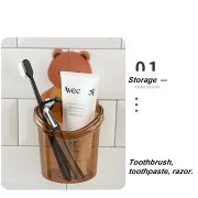 Teddy Bear Wall Mounted Toothbrush Holder-2pcs