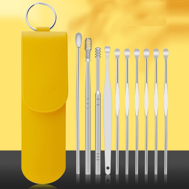 6 Piece ear Pick Set Portable ear Cleaner Set Leather Case With Stainless Steel
