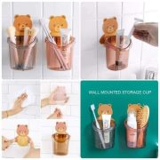 Teddy Bear Wall Mounted Toothbrush Holder-2pcs