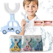 Portable U-Shaped Soft Bristles Toothbrush 360 Degree Kids Cleaning Teeth Manual Training Toothbrush Car Shape Silicone Baby Toothbrush Oral Care Tools