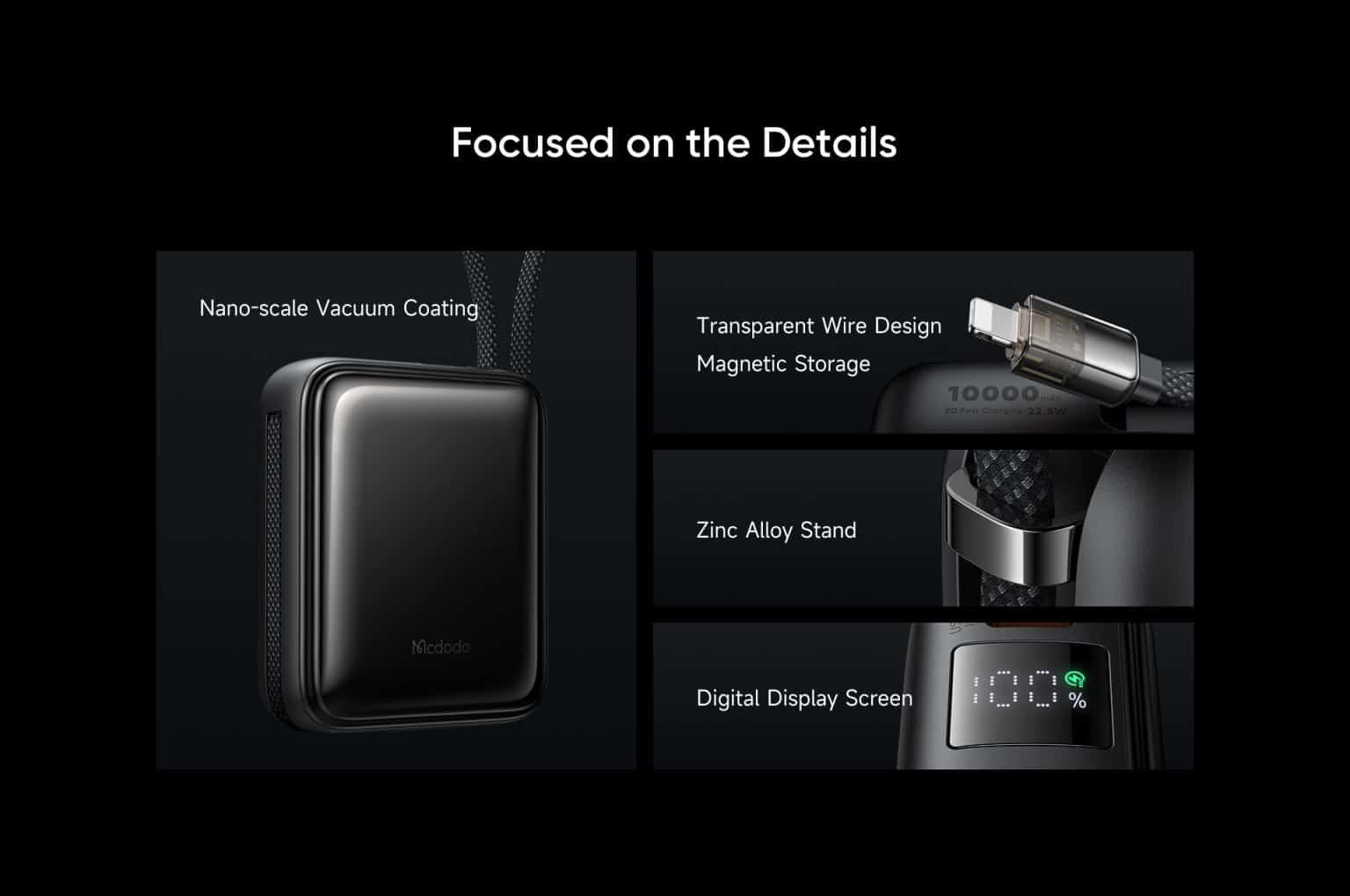Power Bank with Built-in Cables