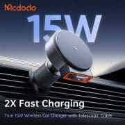 Mcdodo MagQ 15W Qi2 Magnetic Wireless Car Charger Built-in Retractable Cable (Qi2 Officially Certified)