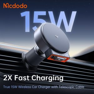 Mcdodo MagQ 15W Qi2 Magnetic Wireless Car Charger Built-in Retractable Cable (Qi2 Officially Certified)